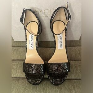 Jimmy Choo Heels, Black Copperhead printed leather. Size 6!